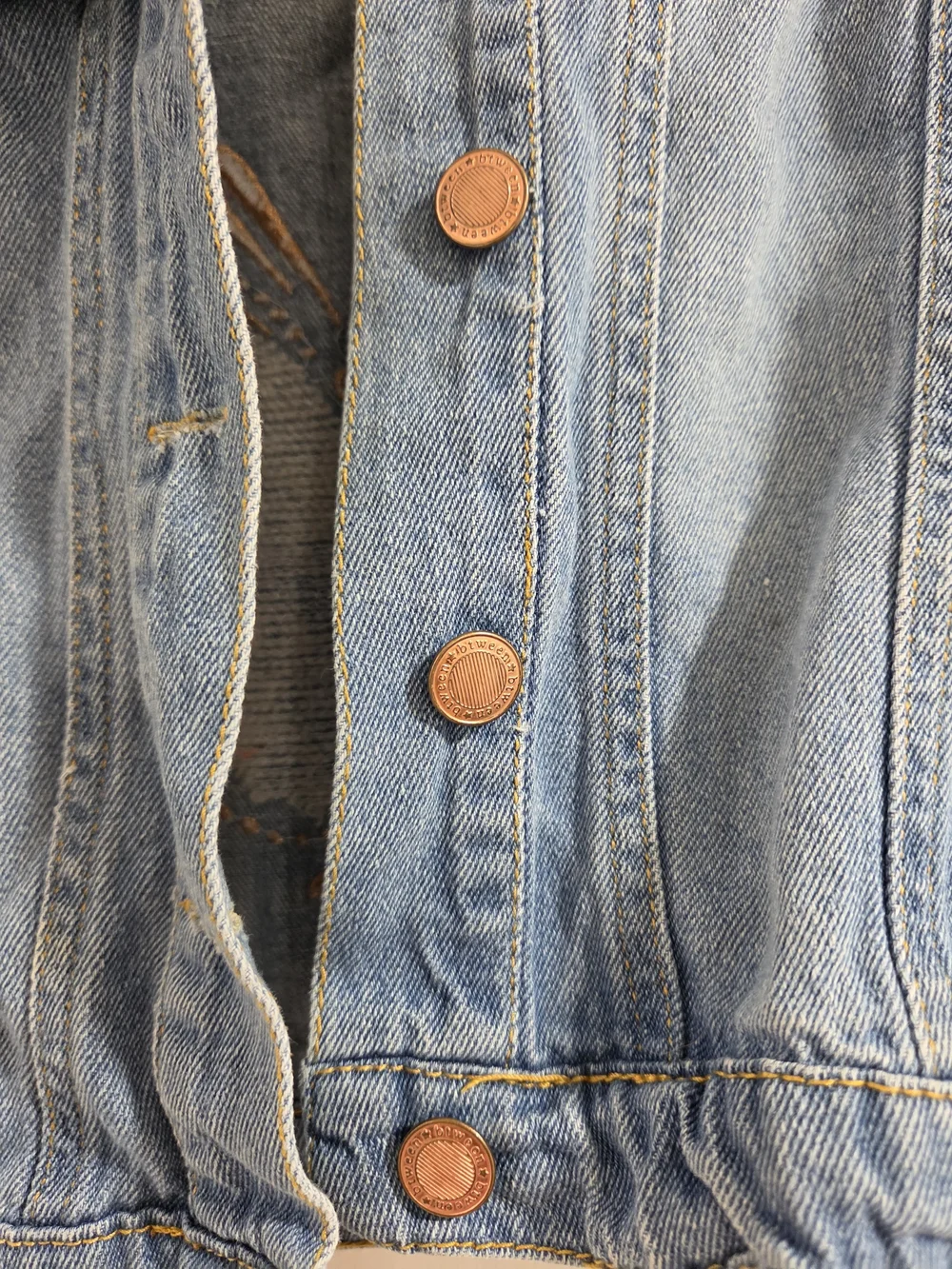 Btween Girls' Denim Jacket with Pink Sequin Butterfly